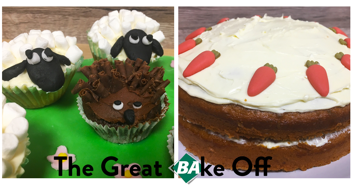 The 'Most Creative' Sheep & Hedgehog Cupcakes along with the 'Friends and Family' winning Carrot Cake